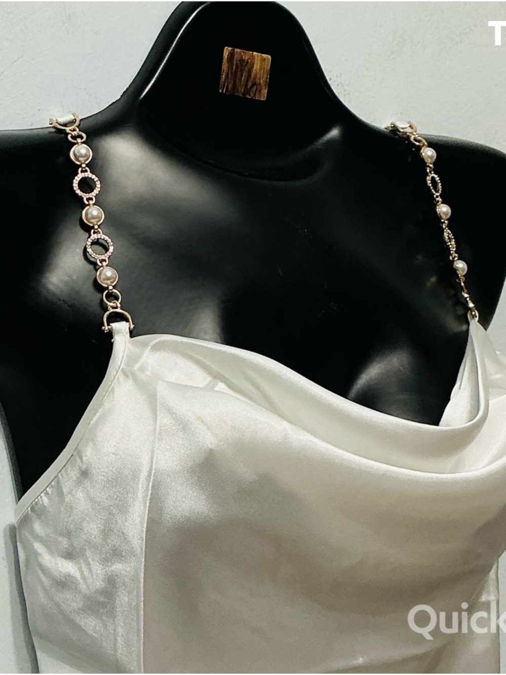 NWT Nicole Miller Satin Slip Top in Ivory - Picture 3 of 13